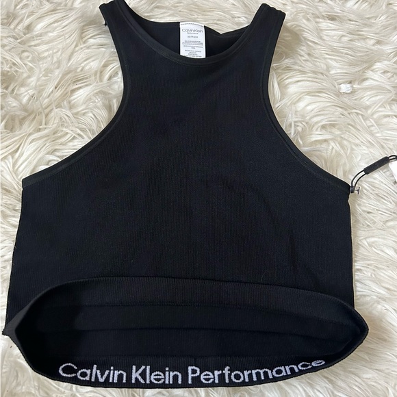 Calvin Klein Performance Racerback Crop Tank Top - Picture 3 of 3